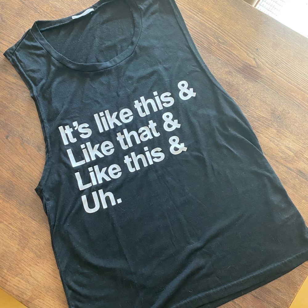 Black Graphic Sleeveless Tank Top